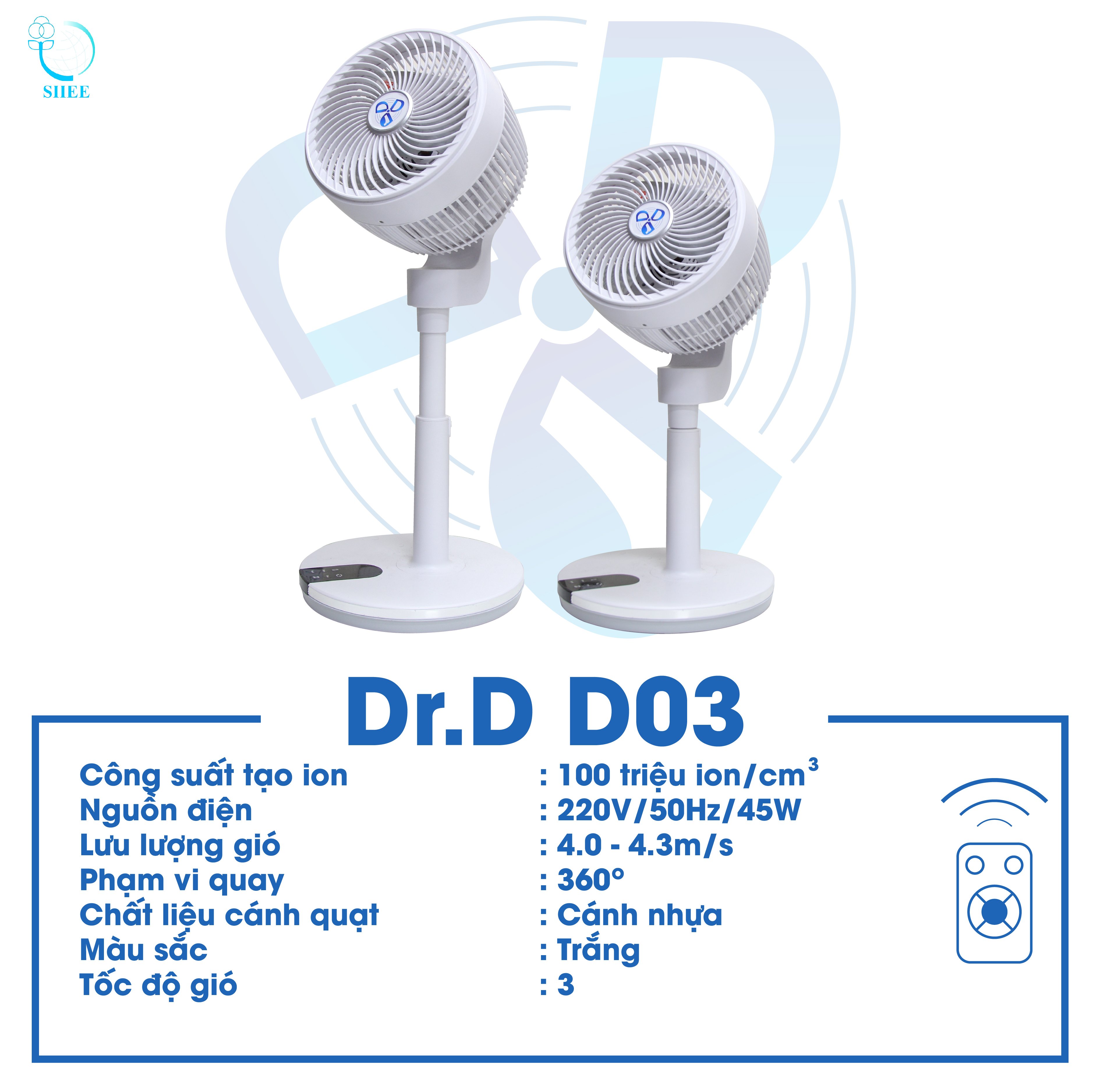 Quạt Ion âm Dr.D Model D-03
