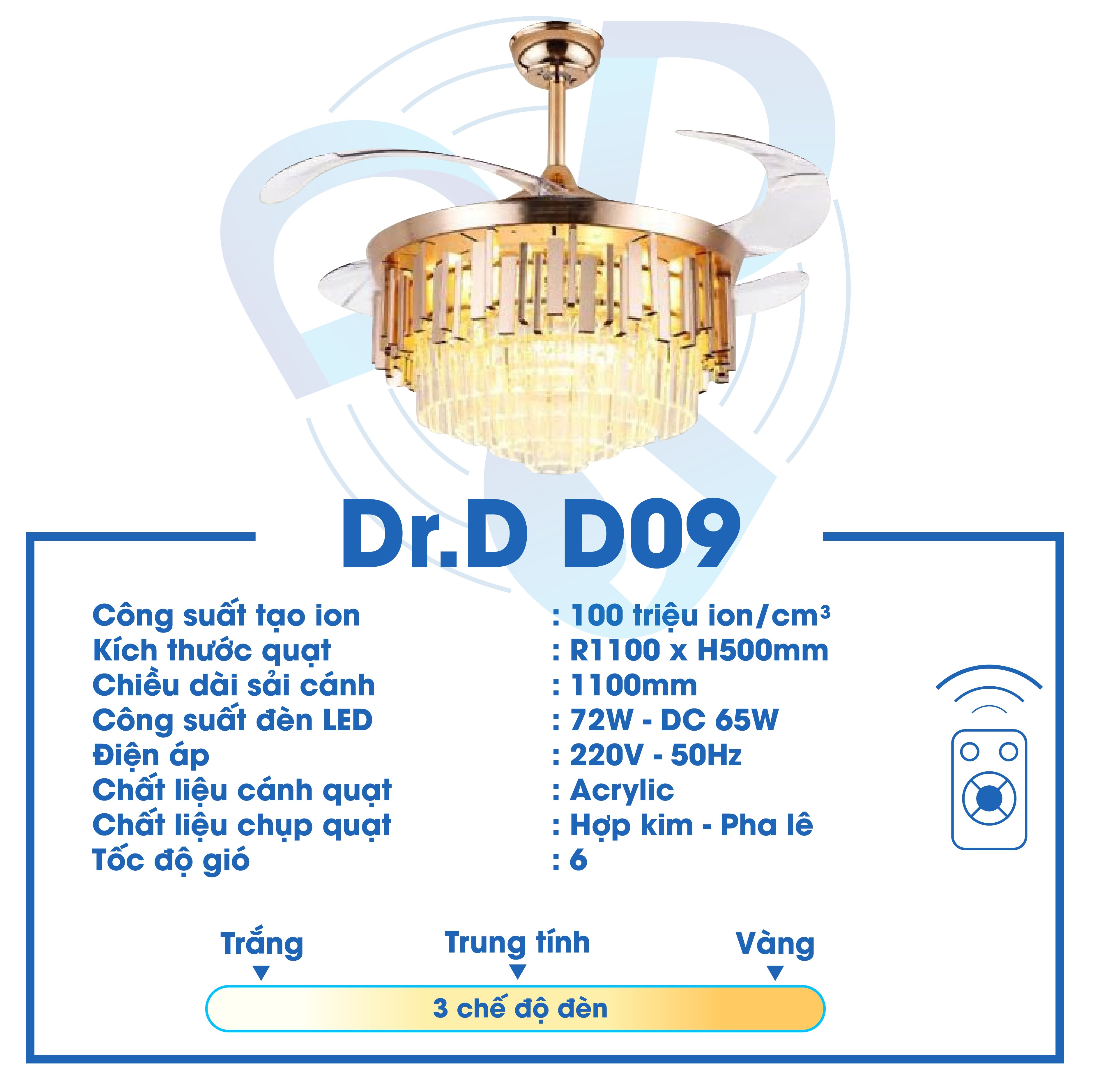 Quạt Ion âm Dr.D Model D-09