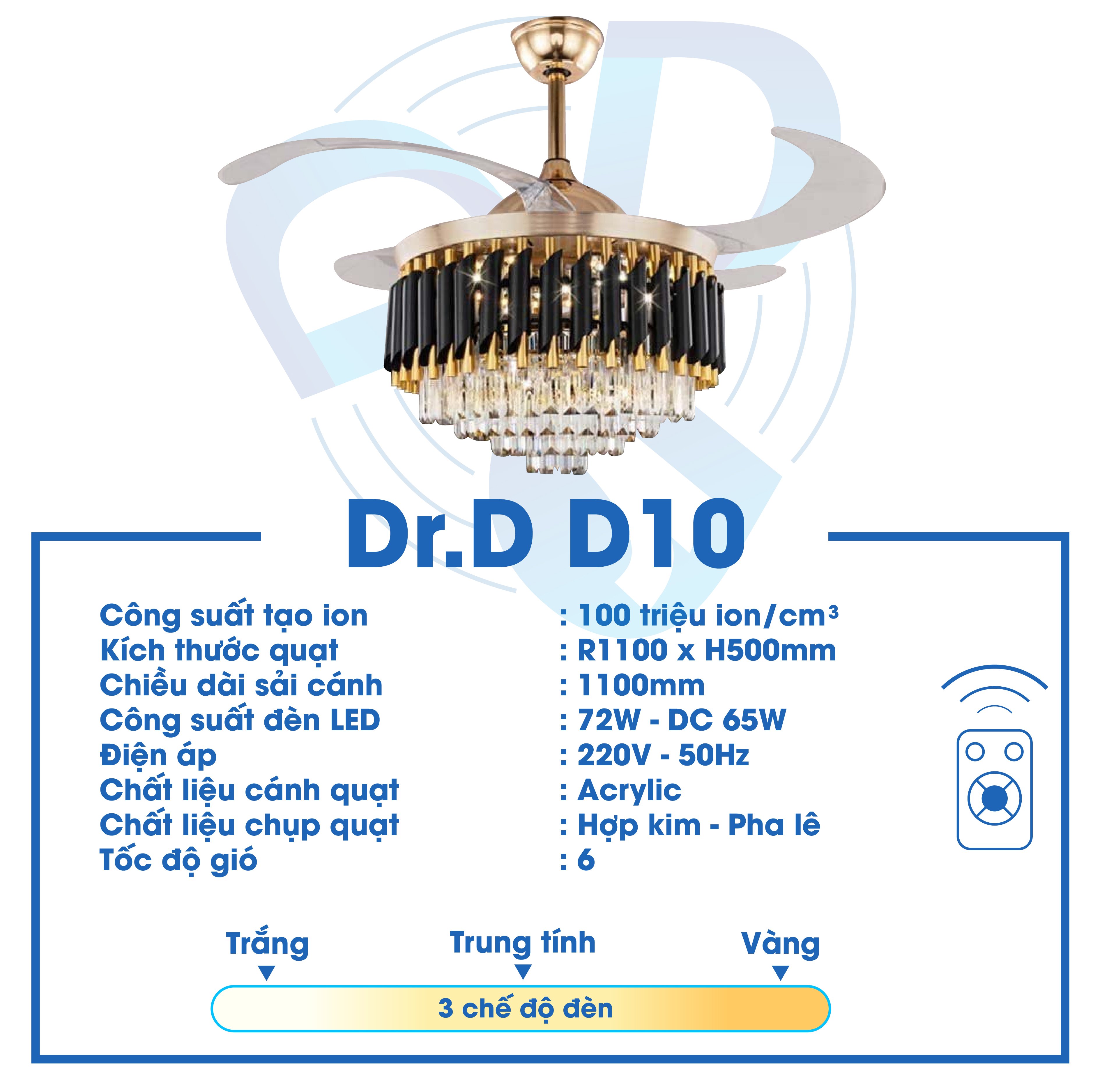 Quạt ion âm Dr.D Model D-10