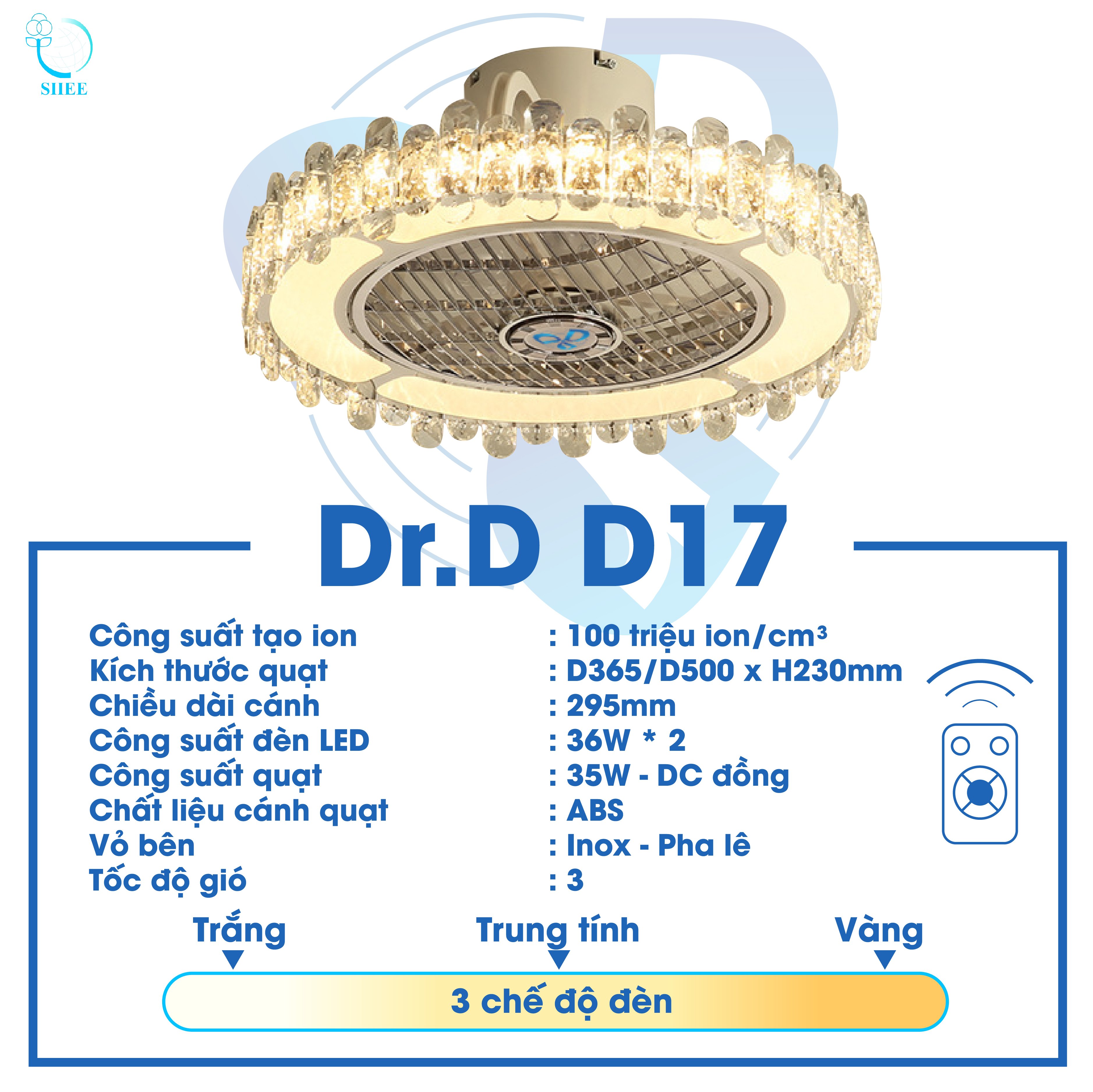 Quạt ion âm Dr.D Model D-17