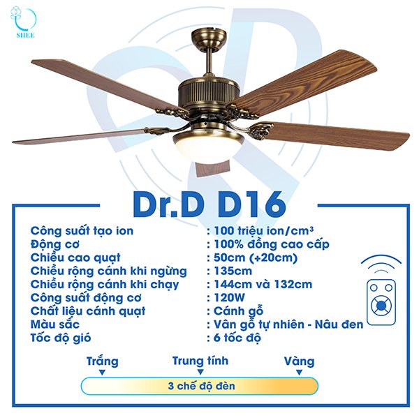 Quạt Ion âm Dr.D Model D16